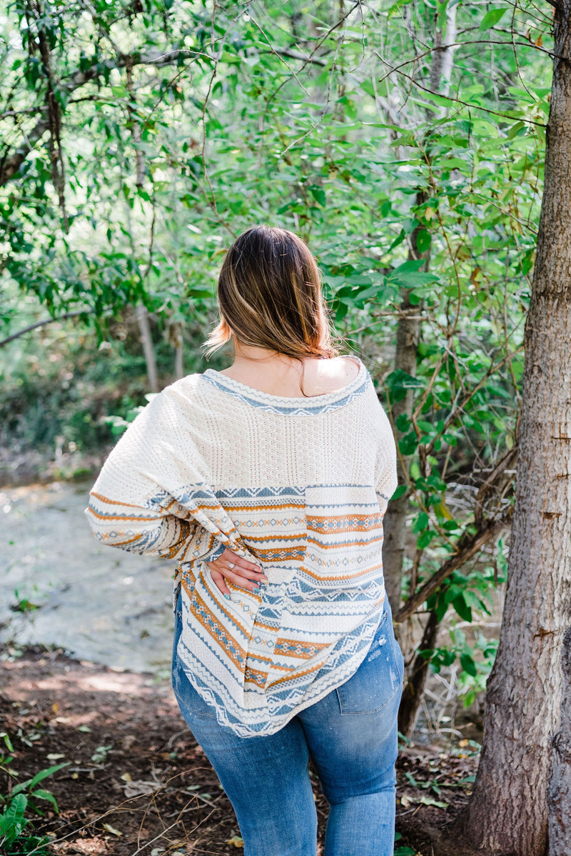 Beautifully You Aztec Print Top- Plus