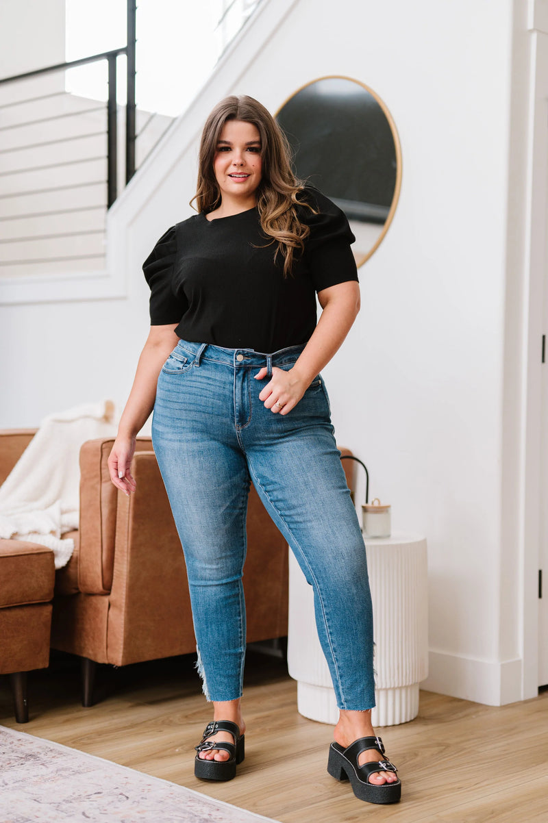 Live For This Distressed Hem Jeans