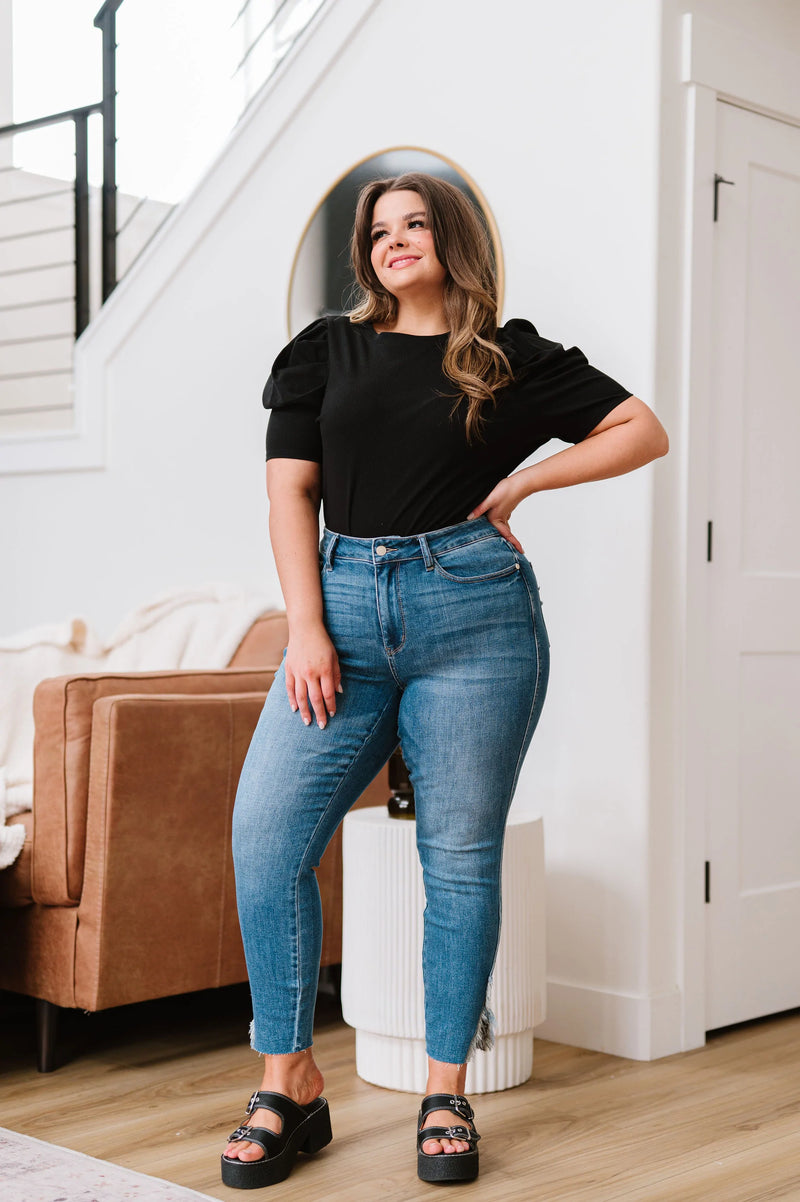 Live For This Distressed Hem Jeans