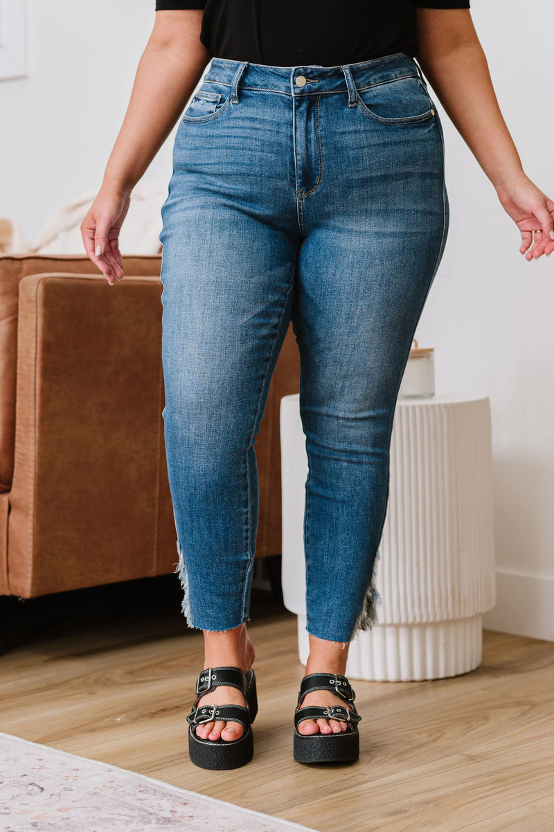 Live For This Distressed Hem Jeans