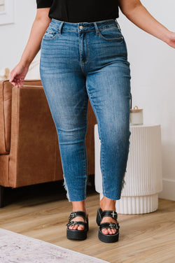 Live For This Distressed Hem Jeans