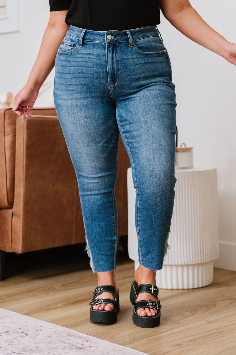 Live For This Distressed Hem Jeans