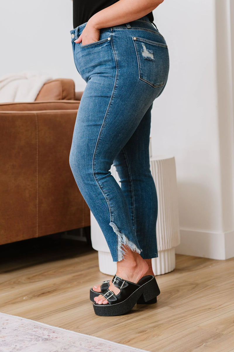 Live For This Distressed Hem Jeans