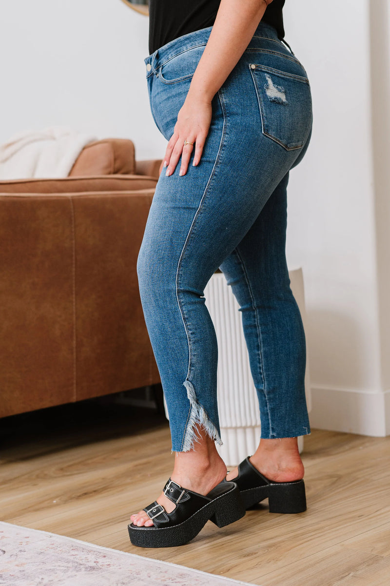 Live For This Distressed Hem Jeans