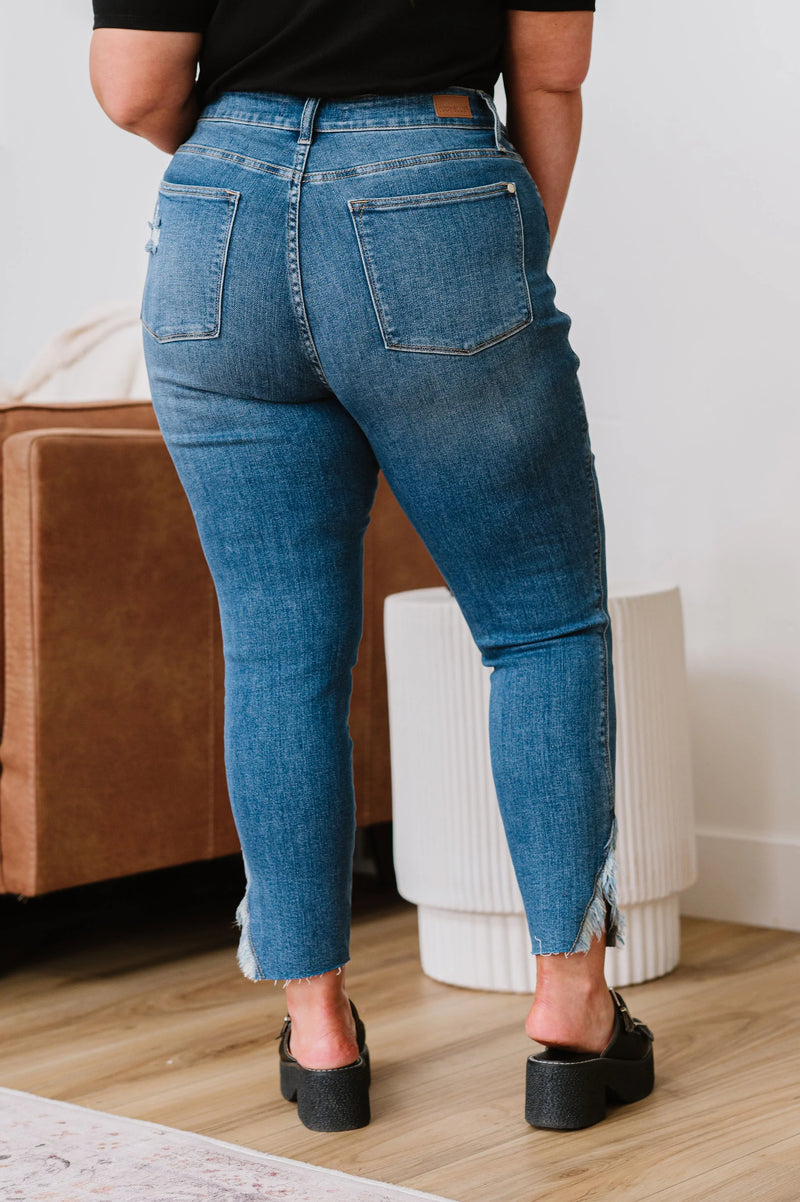Live For This Distressed Hem Jeans