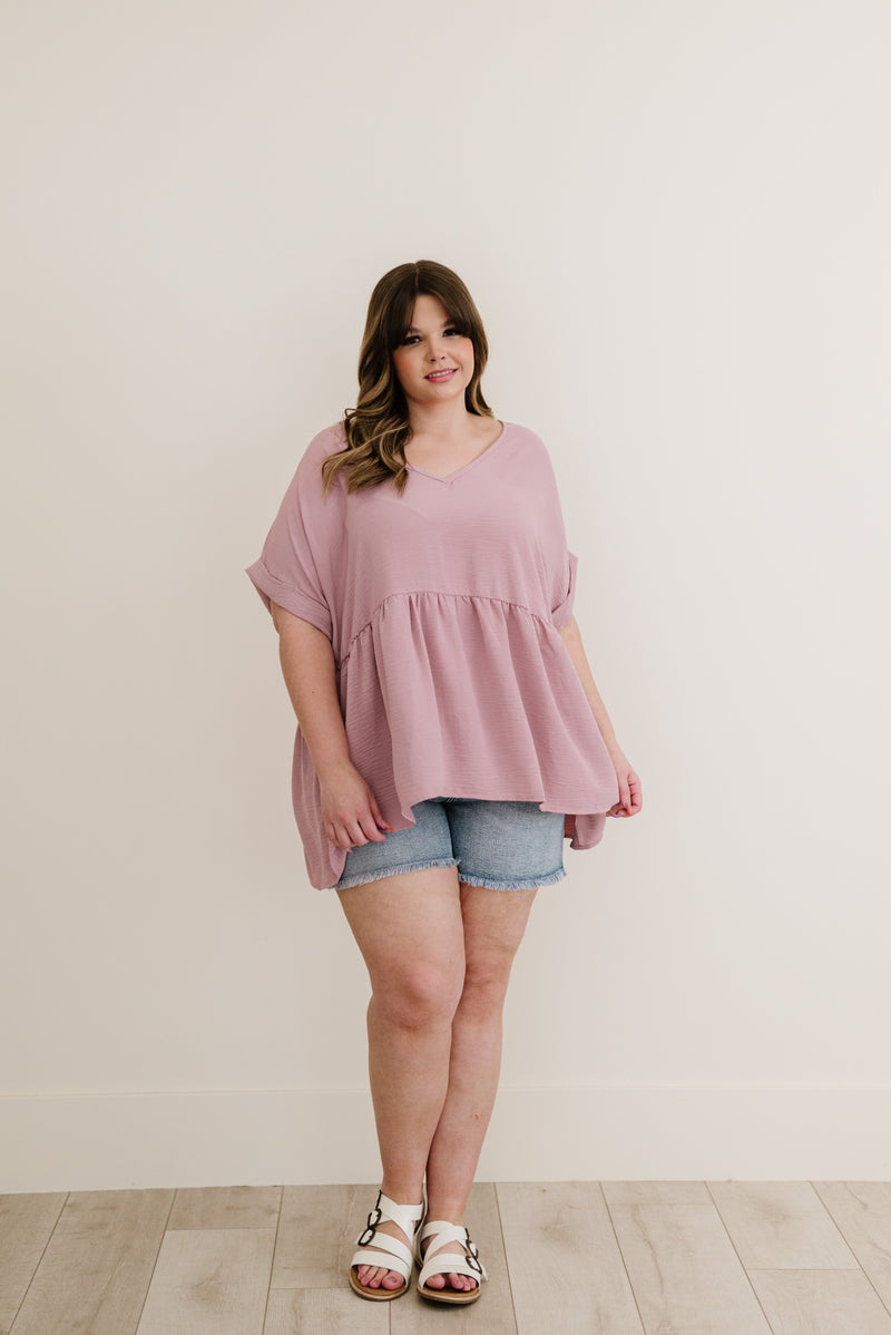 Wish You Would Babydoll Top- Mauve