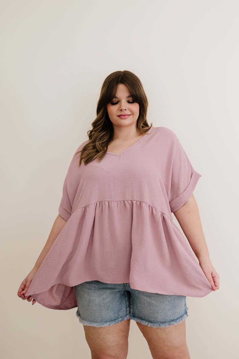 Wish You Would Babydoll Top- Mauve