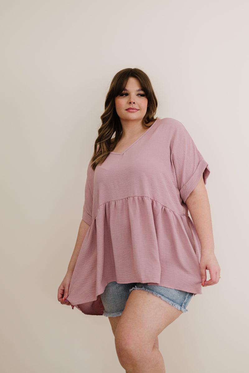 Wish You Would Babydoll Top- Mauve