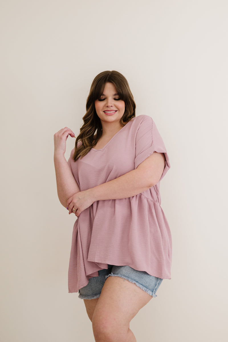 Wish You Would Babydoll Top- Mauve