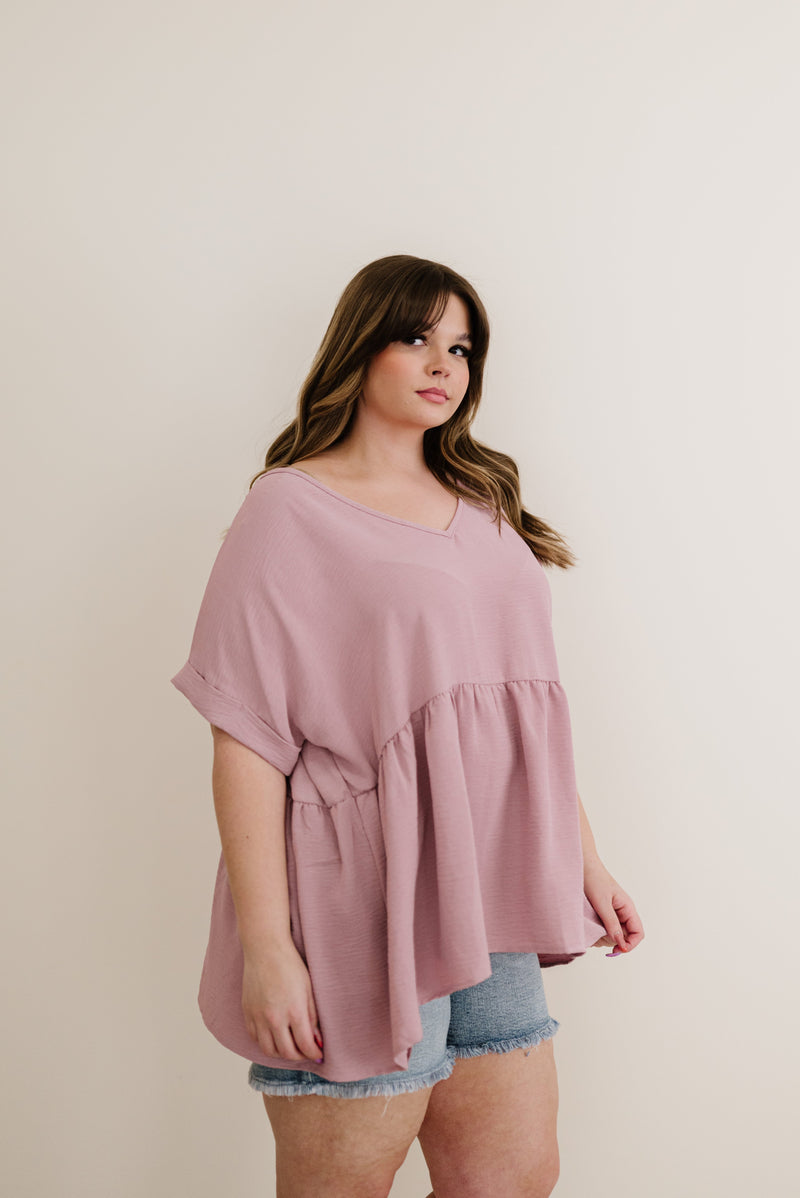 Wish You Would Babydoll Top- Mauve