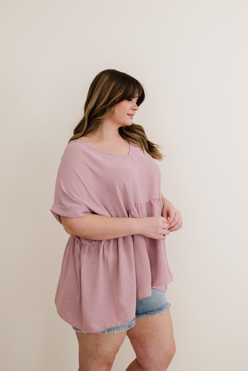 Wish You Would Babydoll Top- Mauve