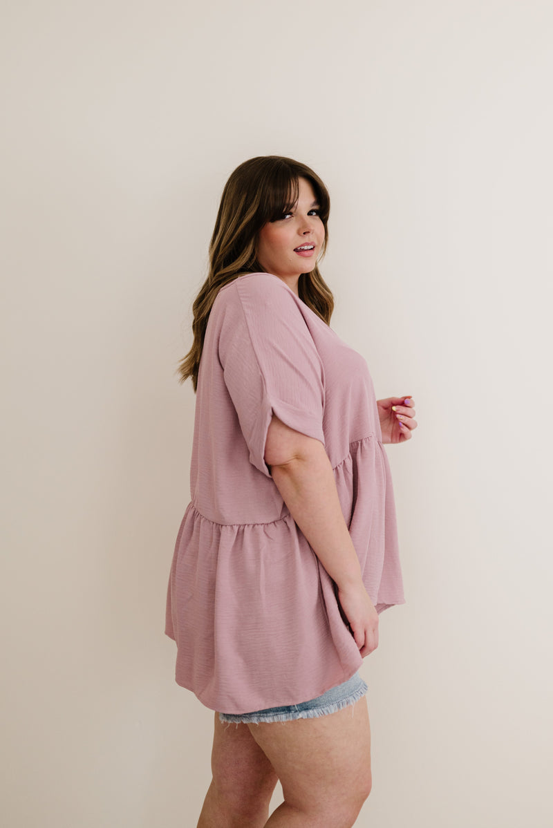 Wish You Would Babydoll Top- Mauve