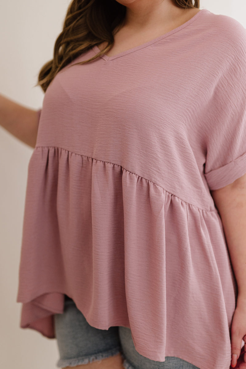 Wish You Would Babydoll Top- Mauve