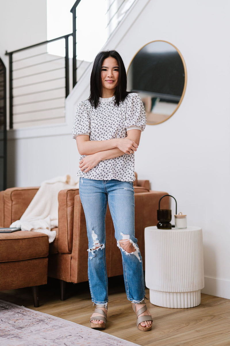 Daisy Dreams Ribbed Knit Top