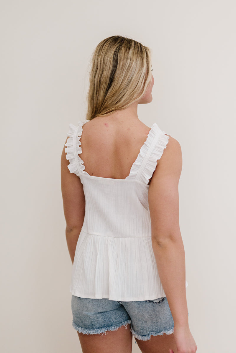 Call Me Darlin Ruffle Sleeve Tank- White