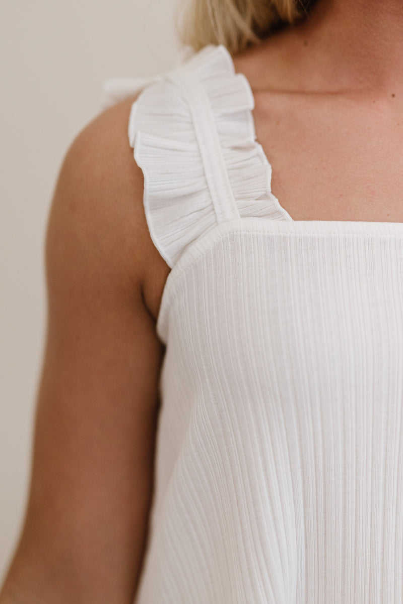 Call Me Darlin Ruffle Sleeve Tank- White