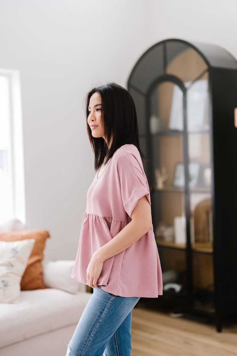 Wish You Would Babydoll Top- Mauve