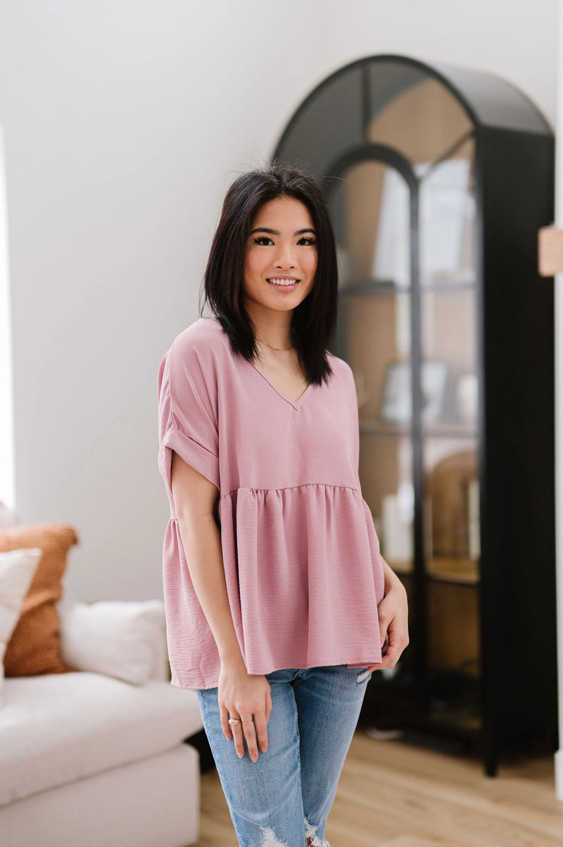 Wish You Would Babydoll Top- Mauve