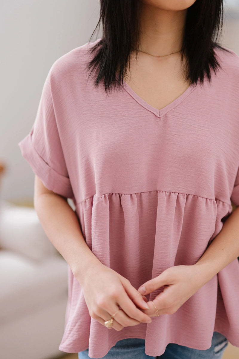 Wish You Would Babydoll Top- Mauve