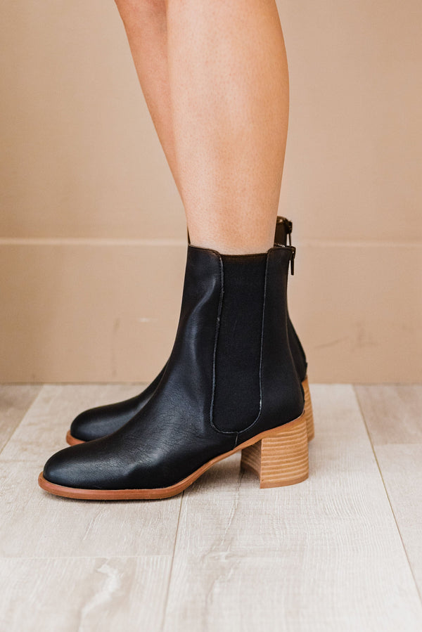 Cora Low Ankle Bootie - Black