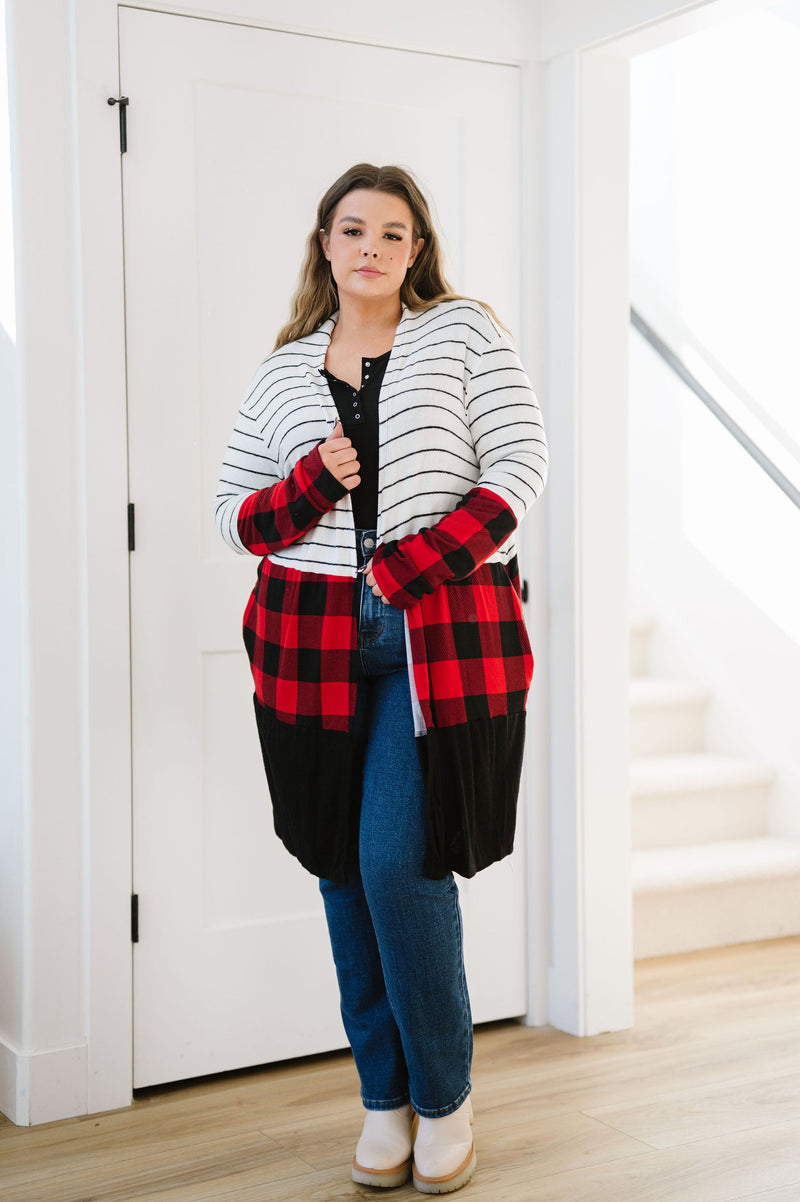 Run Wild Contrast Cardigan- Red