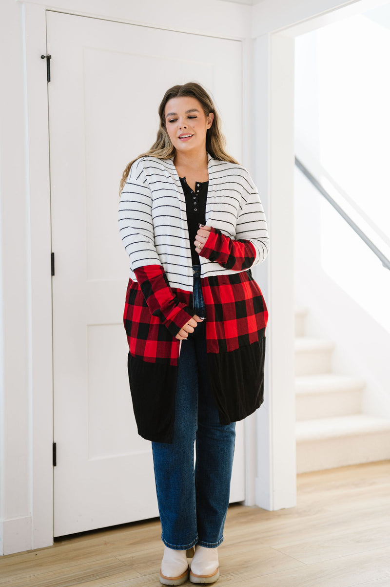 Run Wild Contrast Cardigan- Red