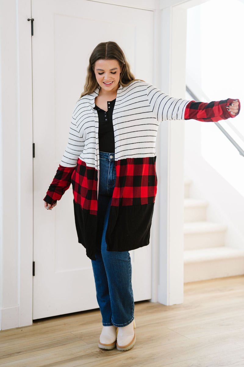 Run Wild Contrast Cardigan- Red