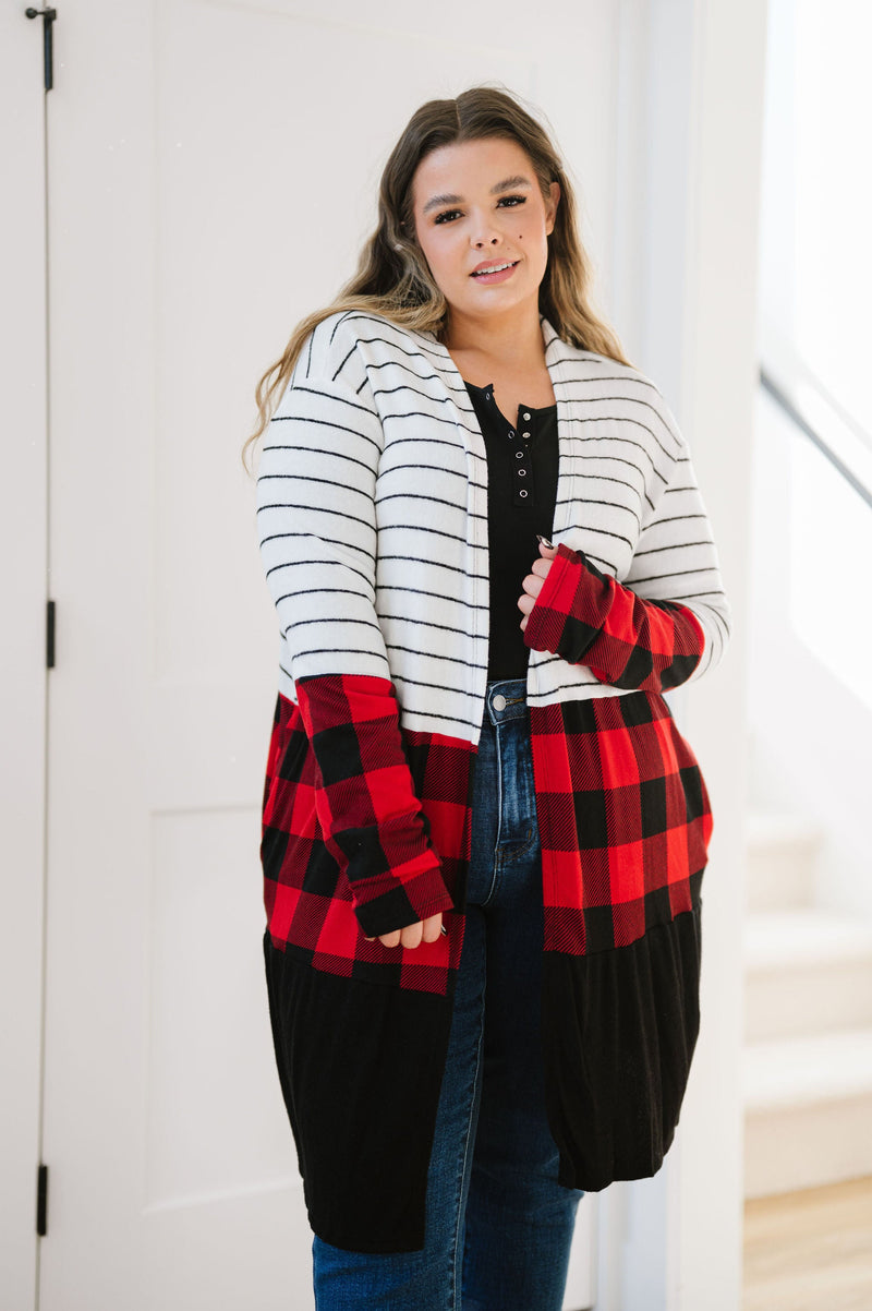 Run Wild Contrast Cardigan- Red