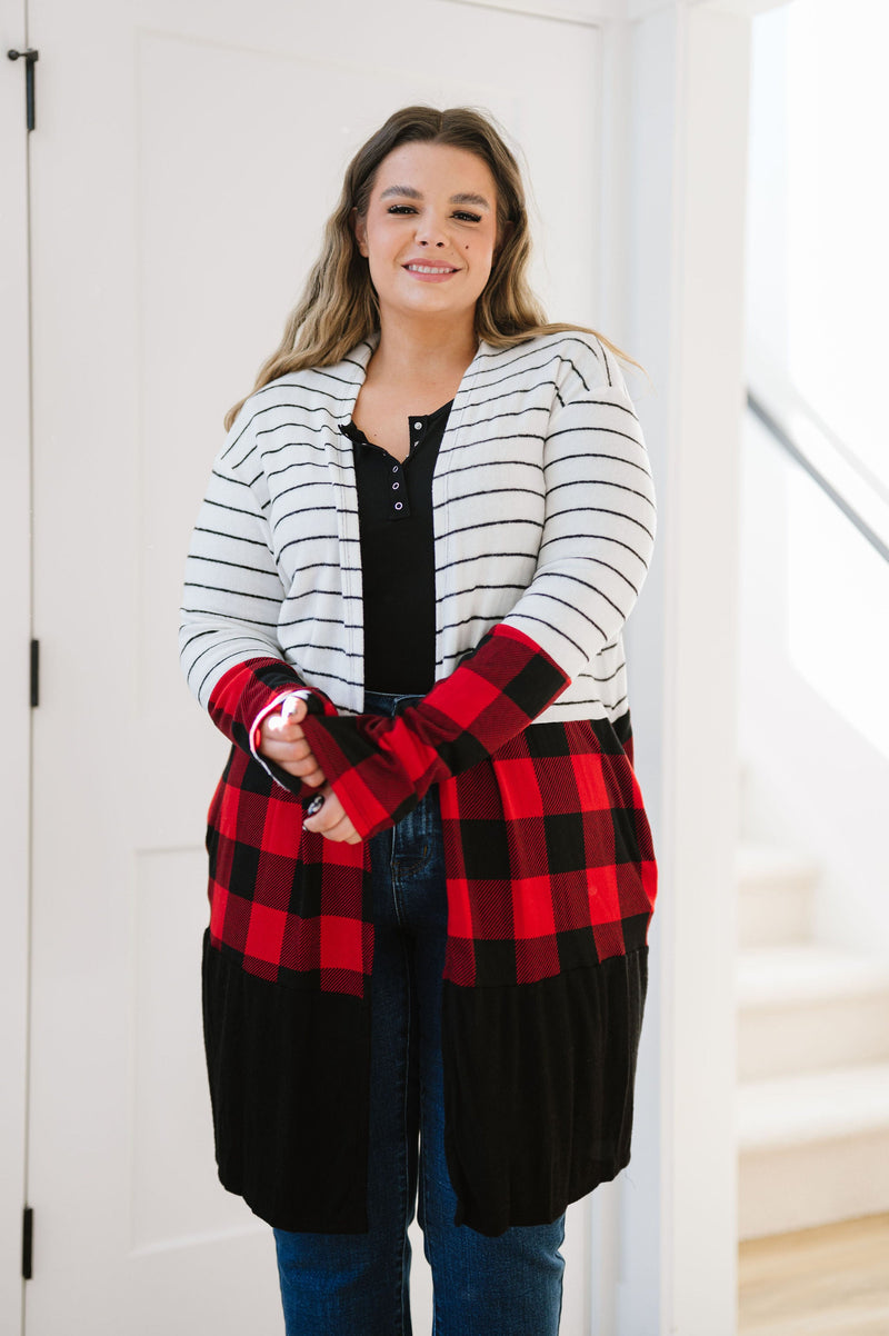 Run Wild Contrast Cardigan- Red