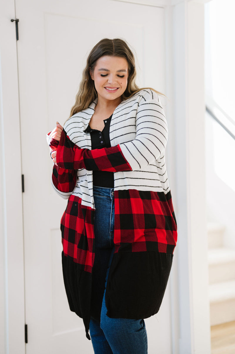 Run Wild Contrast Cardigan- Red