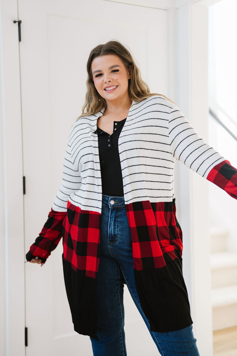 Run Wild Contrast Cardigan- Red