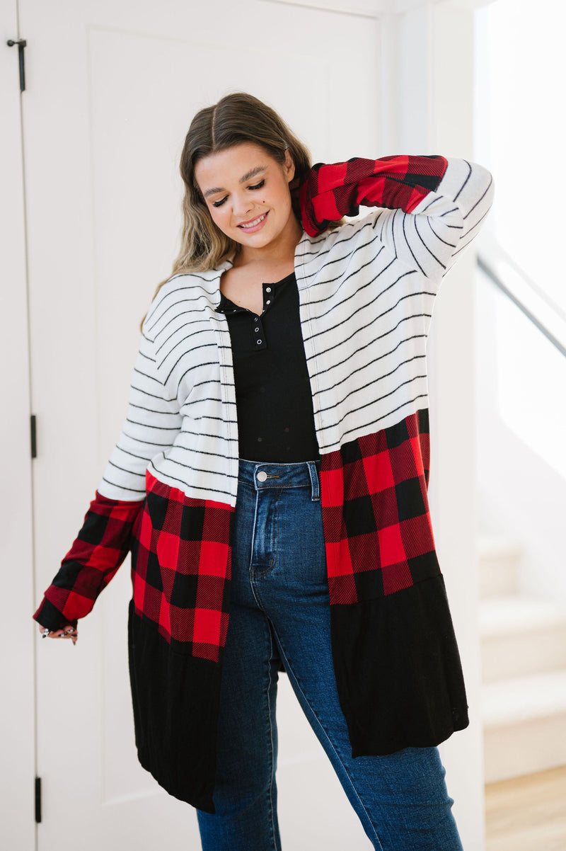 Run Wild Contrast Cardigan- Red
