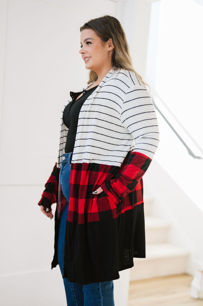 Run Wild Contrast Cardigan- Red