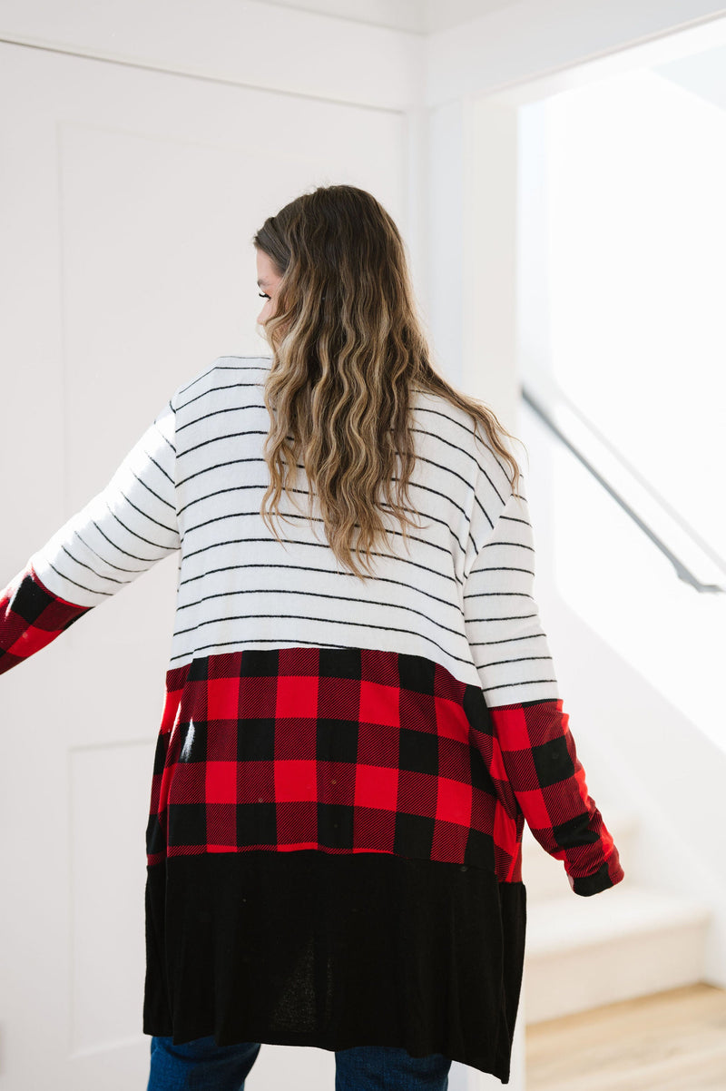Run Wild Contrast Cardigan- Red