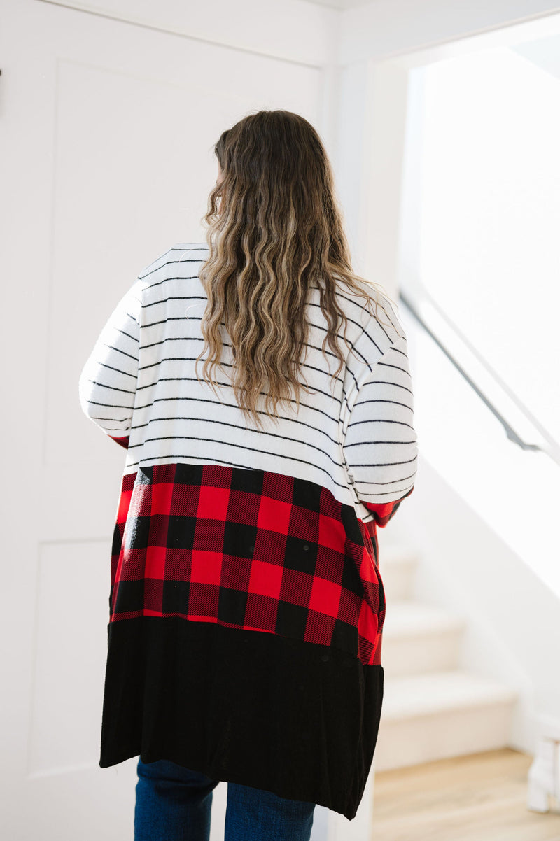 Run Wild Contrast Cardigan- Red