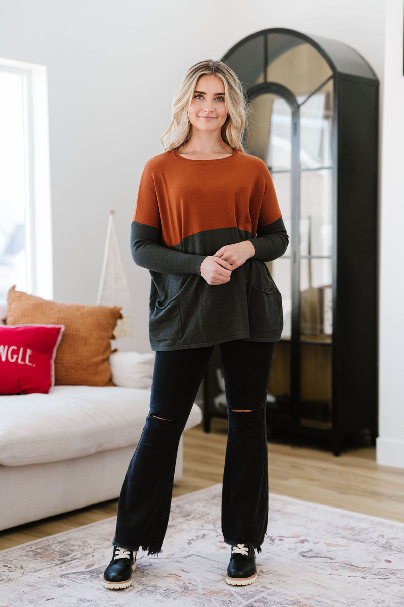 Staying Cozy Double Pocket Sweater