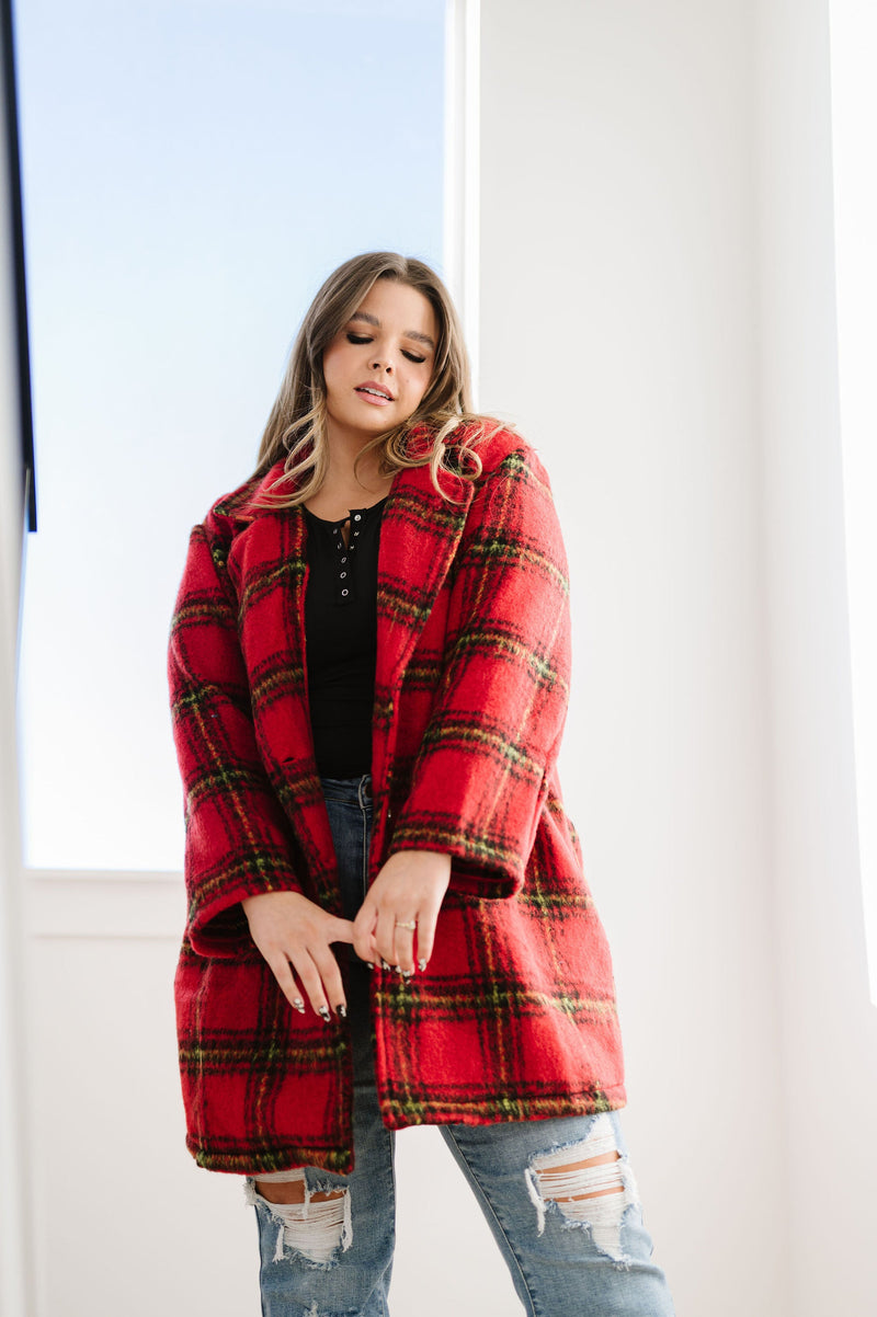 Cozy Wishes Plaid Sherpa Jacket