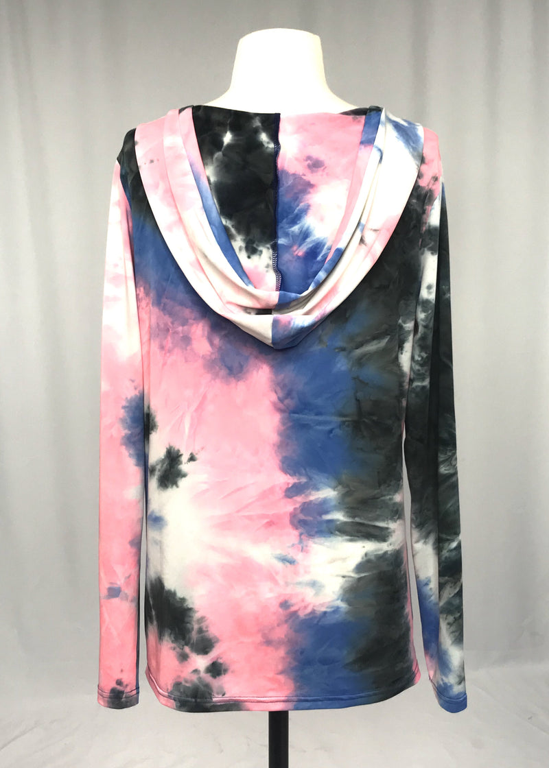 Slinky Knit Pink Tie Dye Hoodie