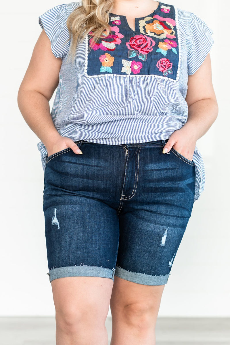 Summer Days Cuffed Denim Shorts