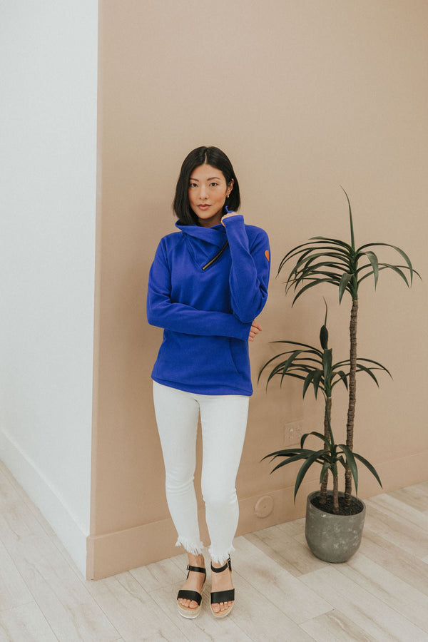 Get Together Classic Zip Cowl Sweatshirt - Royal Blue
