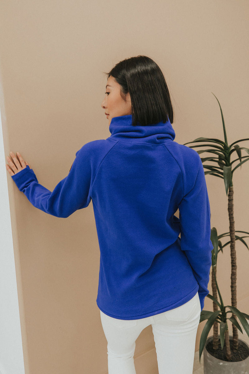Get Together Classic Zip Cowl Sweatshirt - Royal Blue