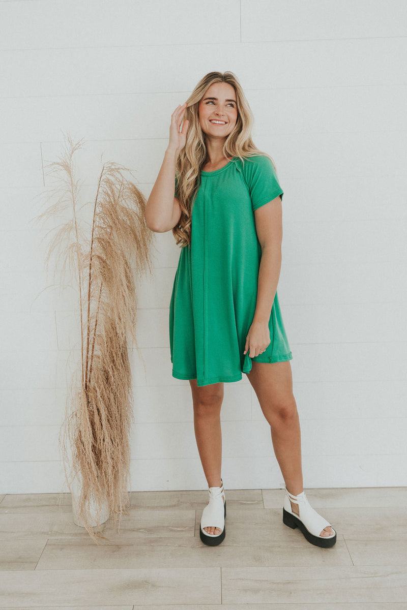Catch Yourself Flare Fit Dress - Green