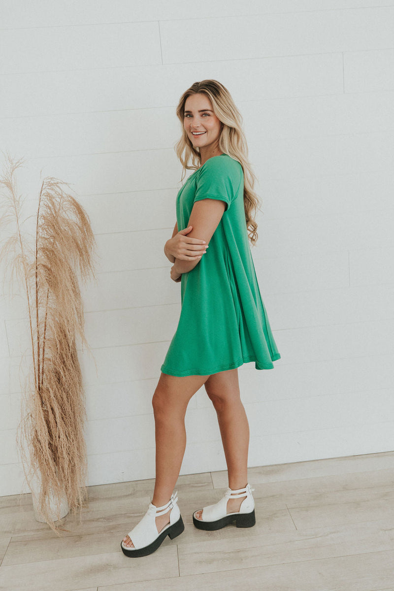 Catch Yourself Flare Fit Dress - Green