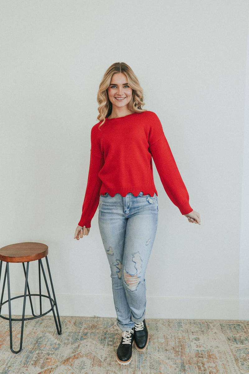 In The Works Scalloped Sweater