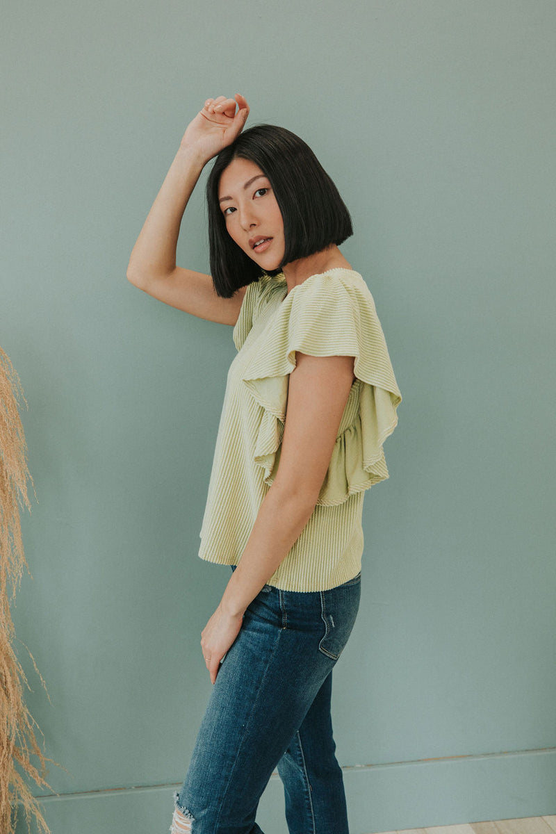 Take Your Joy Floral Flutter Sleeve Top