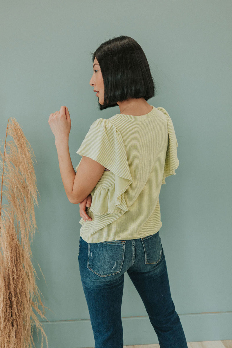 Take Your Joy Floral Flutter Sleeve Top