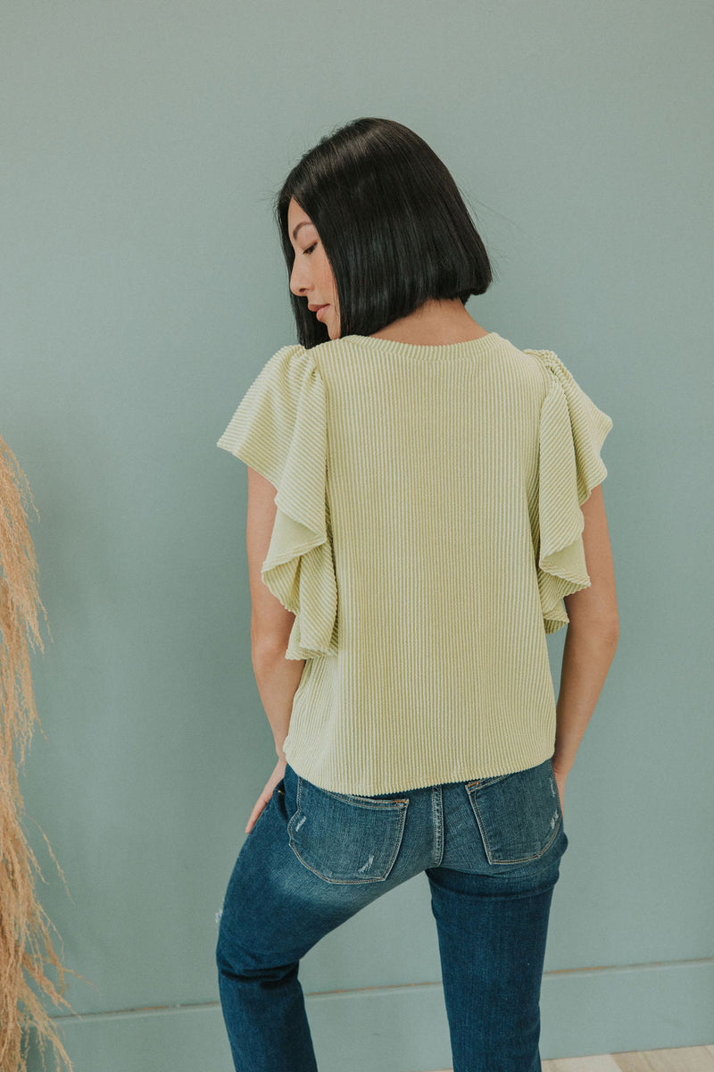 Take Your Joy Floral Flutter Sleeve Top