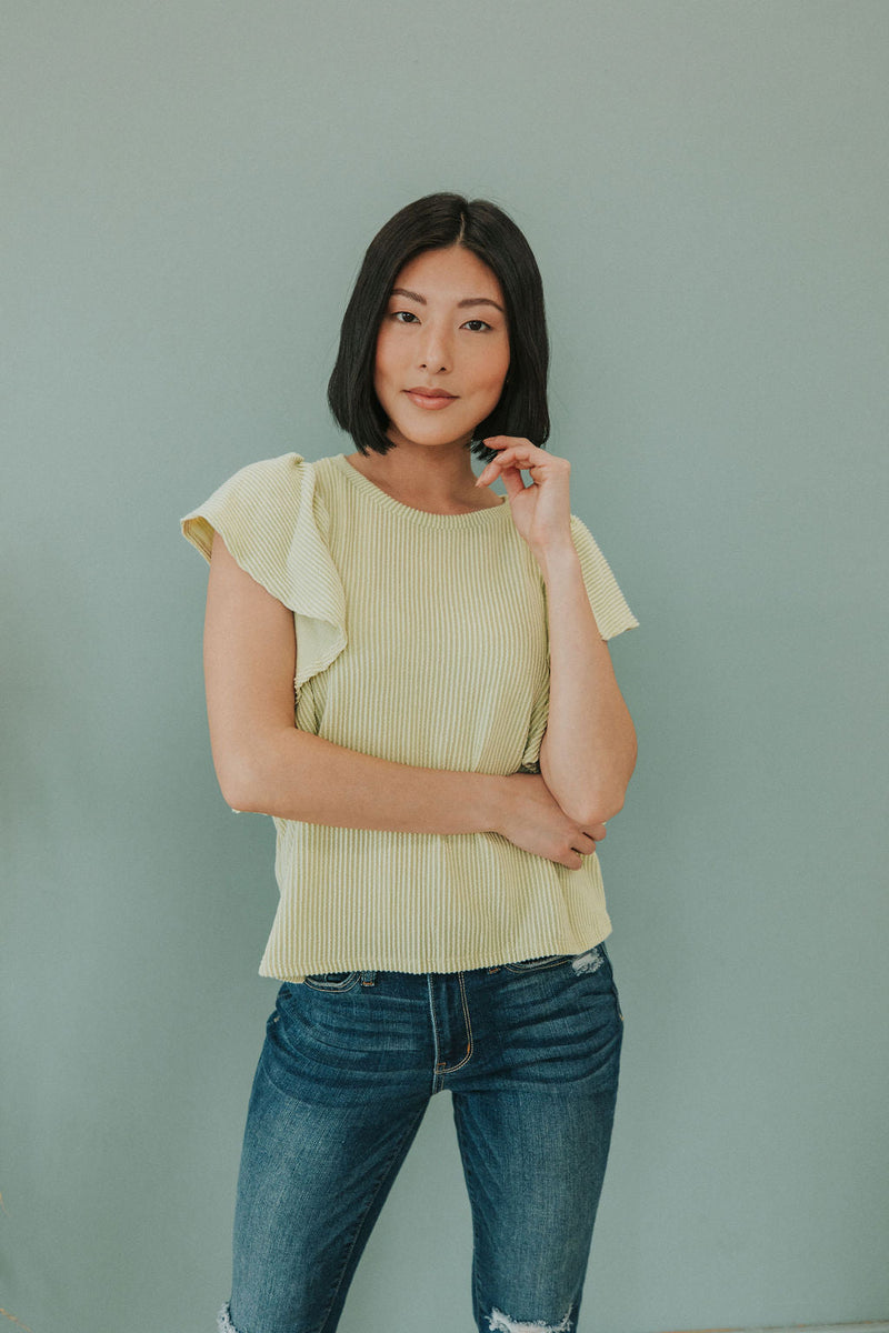 Take Your Joy Floral Flutter Sleeve Top
