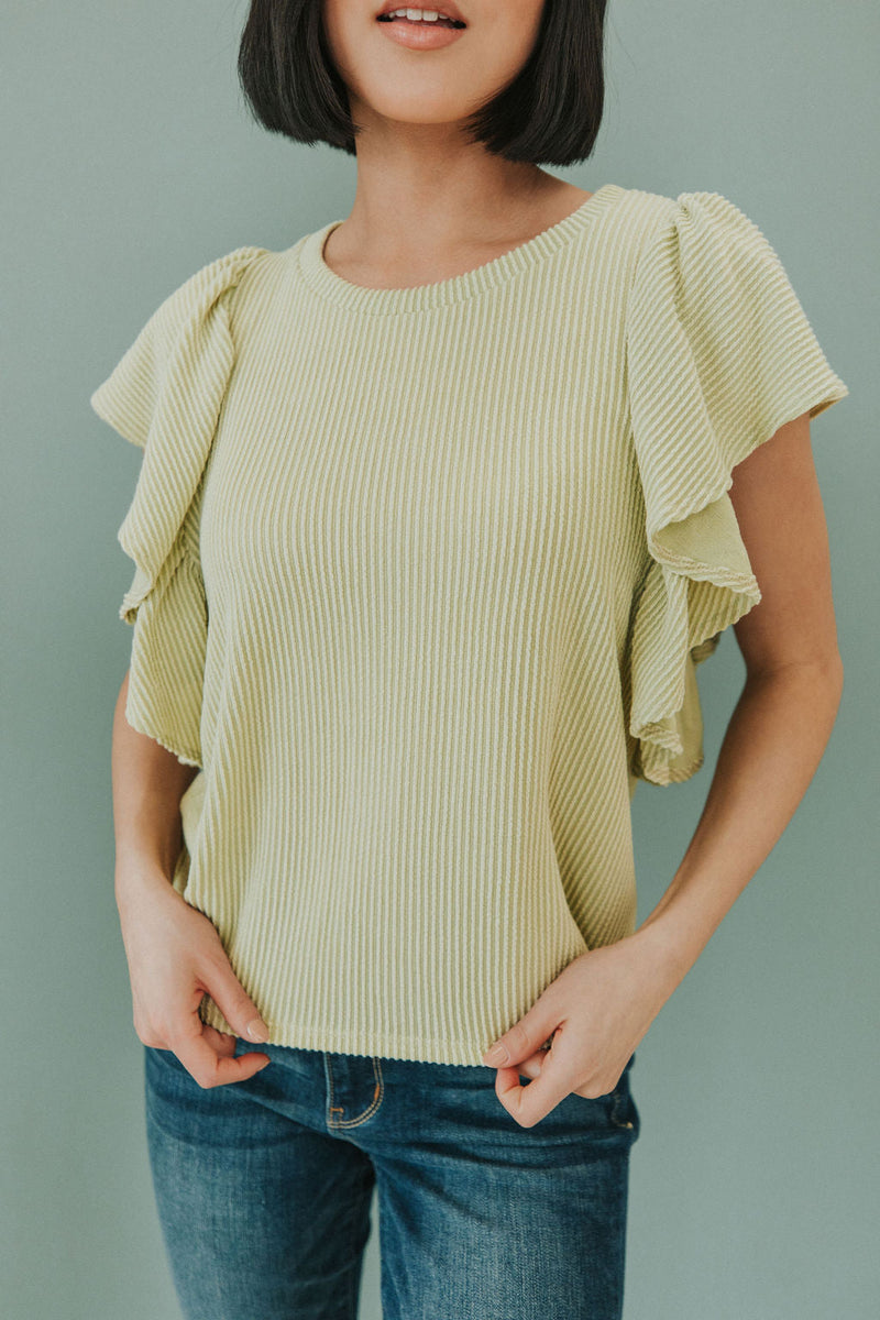Take Your Joy Floral Flutter Sleeve Top