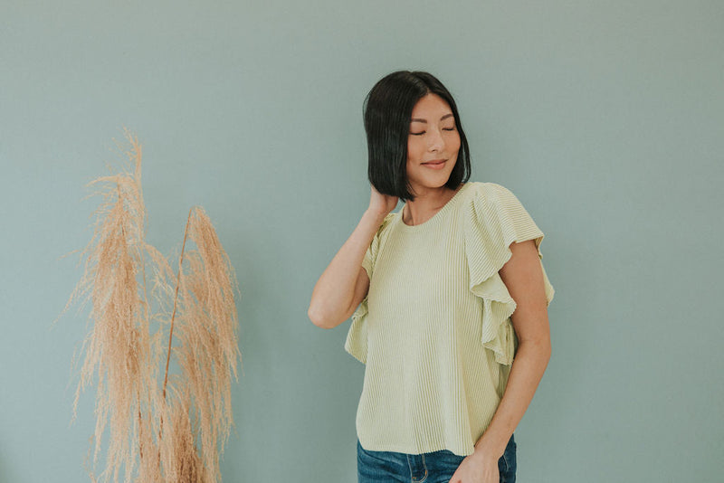 Take Your Joy Floral Flutter Sleeve Top